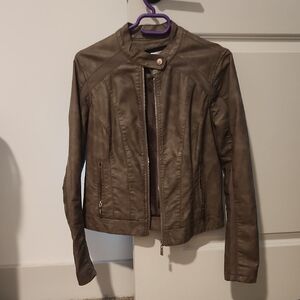 Jou Jou Taupe Leather Jacket